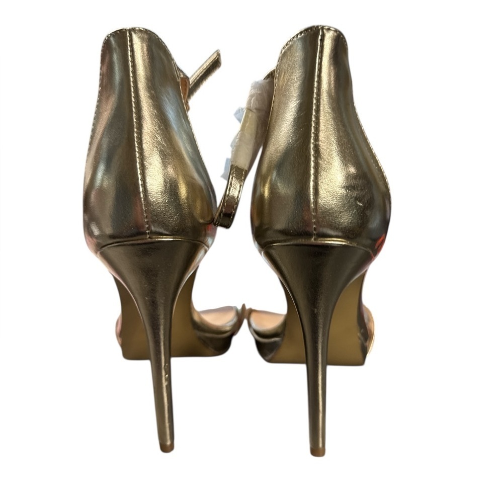 Rohb by Joyce Azria Metallic Gold Stiletto Heels Sz 7Open Toe High Heel Sandals - Picture 4 of 10